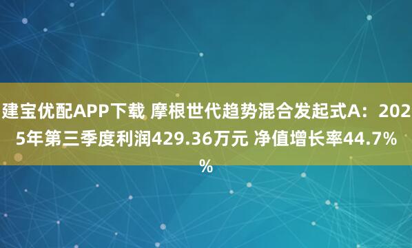 建宝优配APP下载 摩根世代趋势混合发起式A：2025年第三季度利润429.36万元 净值增长率44.7%